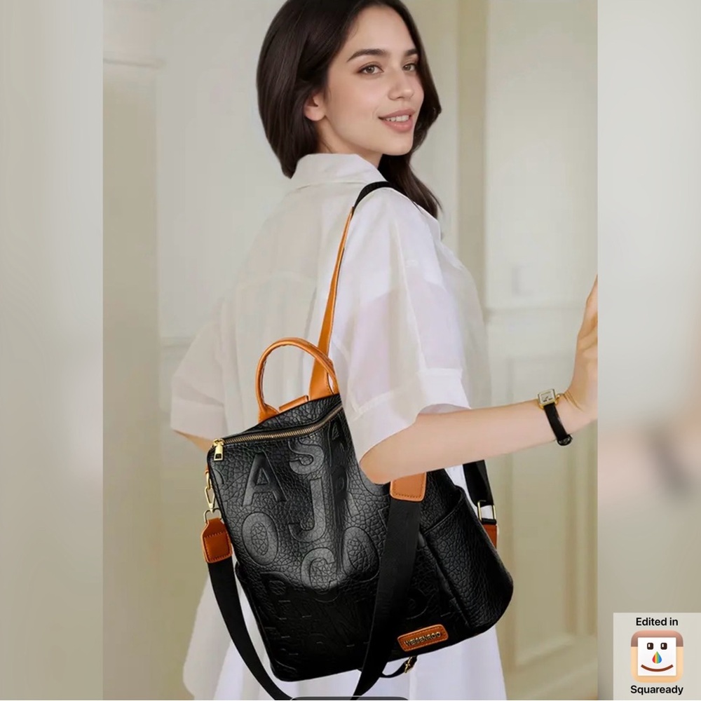 Black and Tan Women's Backpack - Picture 8 of 9